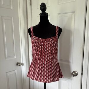 CAbi Orange and Navy Geometric Tank Top